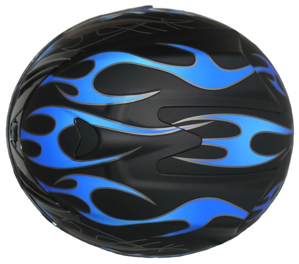 Motorradhelm Integralhelm matt schwarz blaue Flammen H510-BF